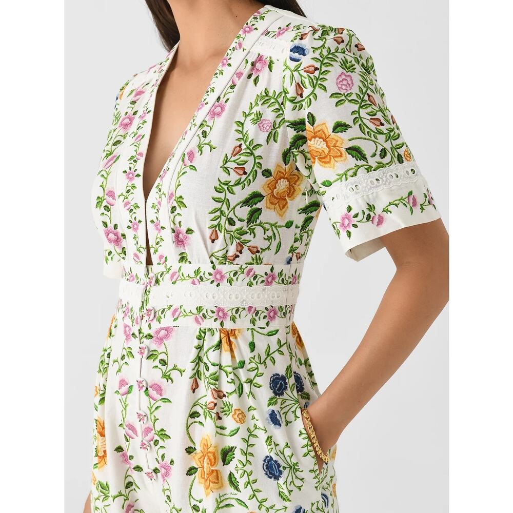 FARM Rio Folk Floral Linen Medium Wide-Leg Jumpsuit - Picture 16 of 16